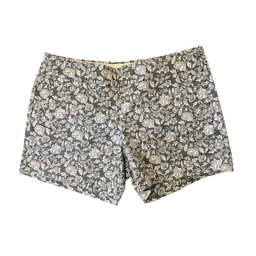 J. Crew Women's 8 Stretch Floral Print Gray Green Chino Classic Casual Shorts